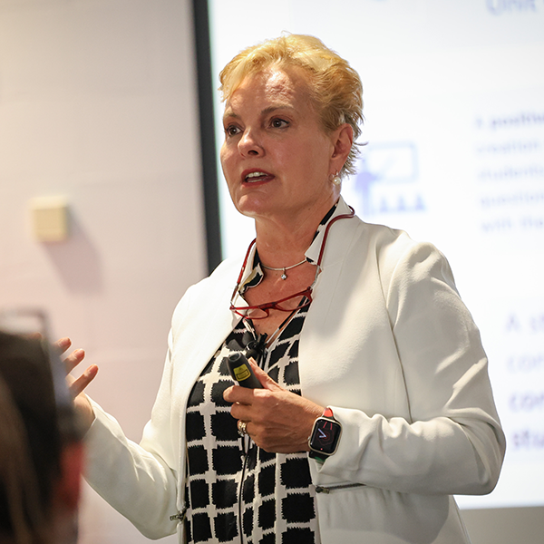 Associate Professor Ingrid Harrington presenting the CSSP project at the Australian National University. 